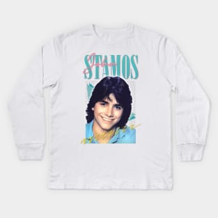 John Stamos --- Aesthetic Retro Fan Art Kids Long Sleeve T-Shirt